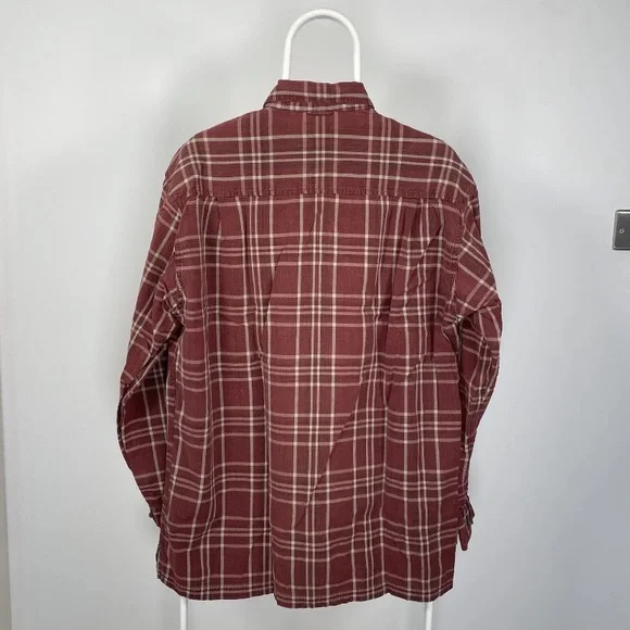 Timberland Vintage Plaid Shirt Workwear Chore Pockets Check Burnt Red Medium - Picture 6 of 11